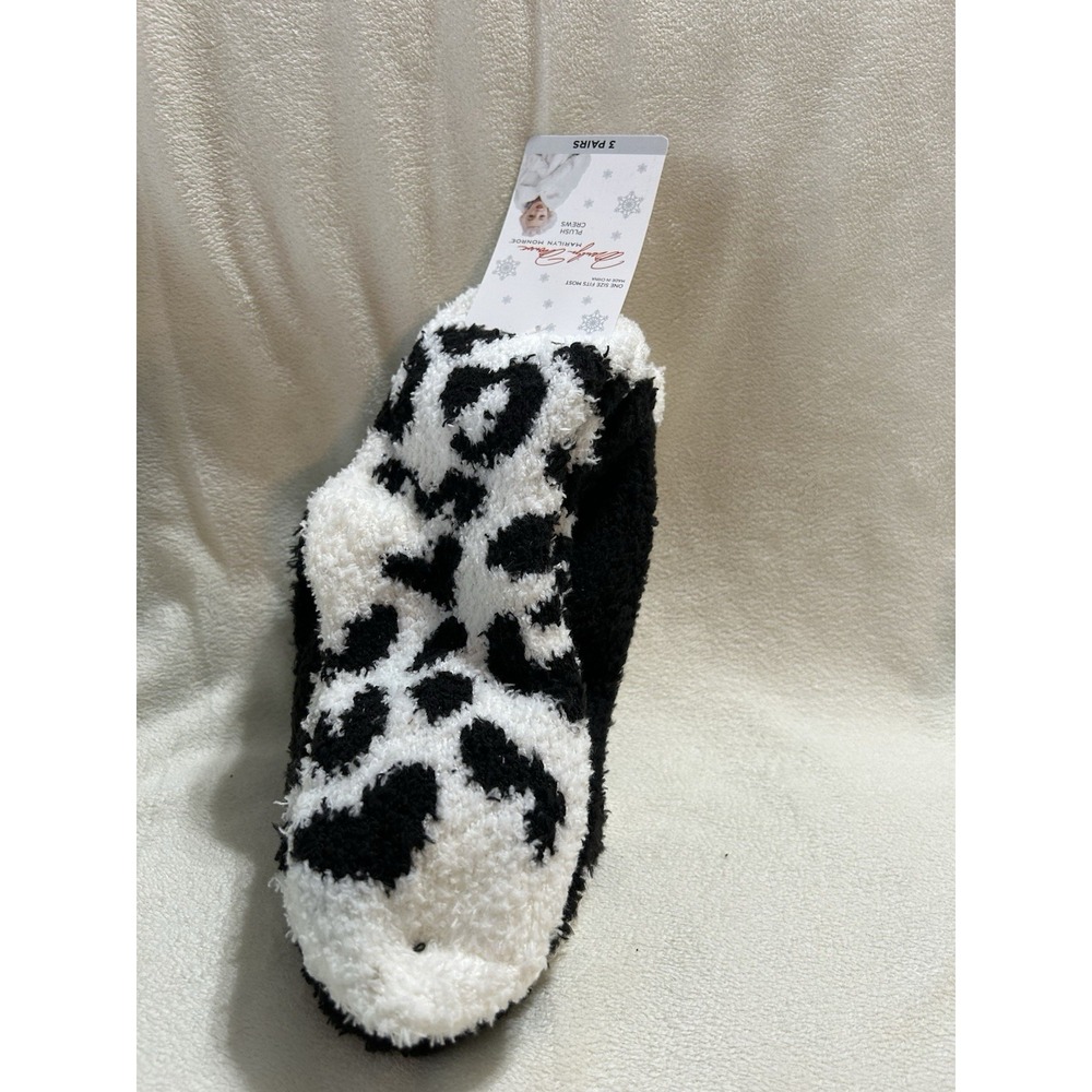 Marilyn Monroe Plush Crew Socks 3 Pack Black/White One Size Fits Most (SC2)
